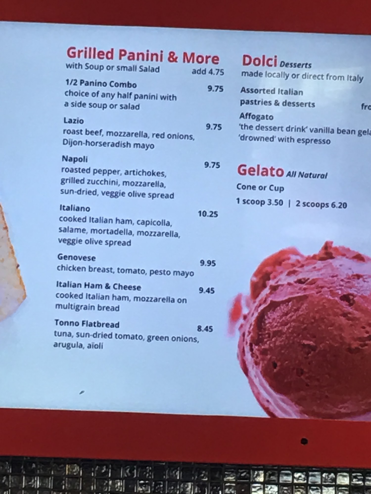 Lazio Café Menu