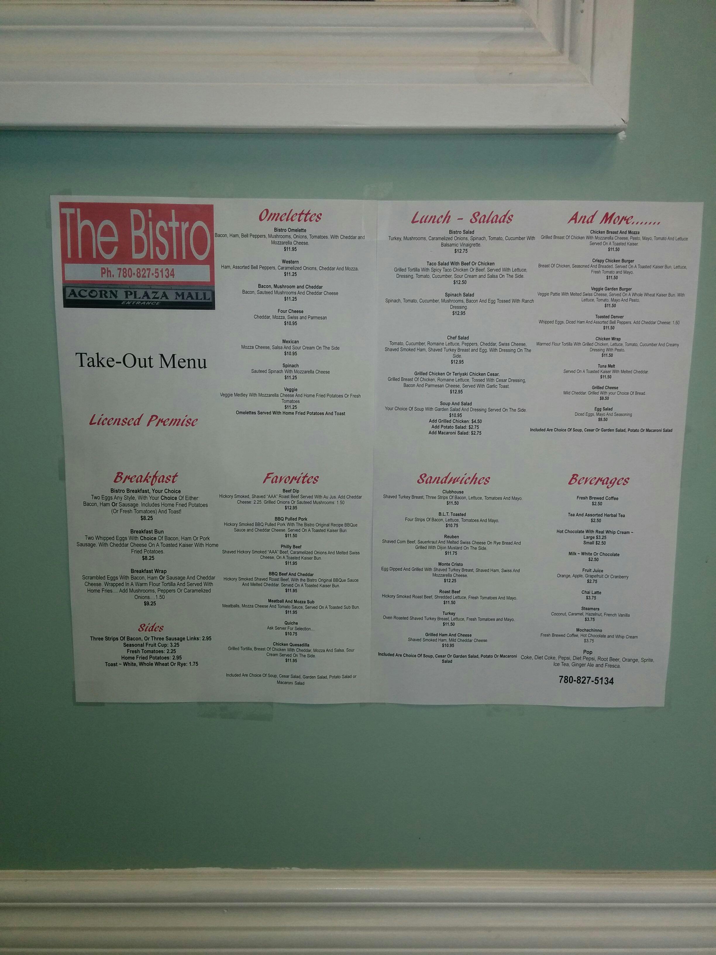 Bistro Menu