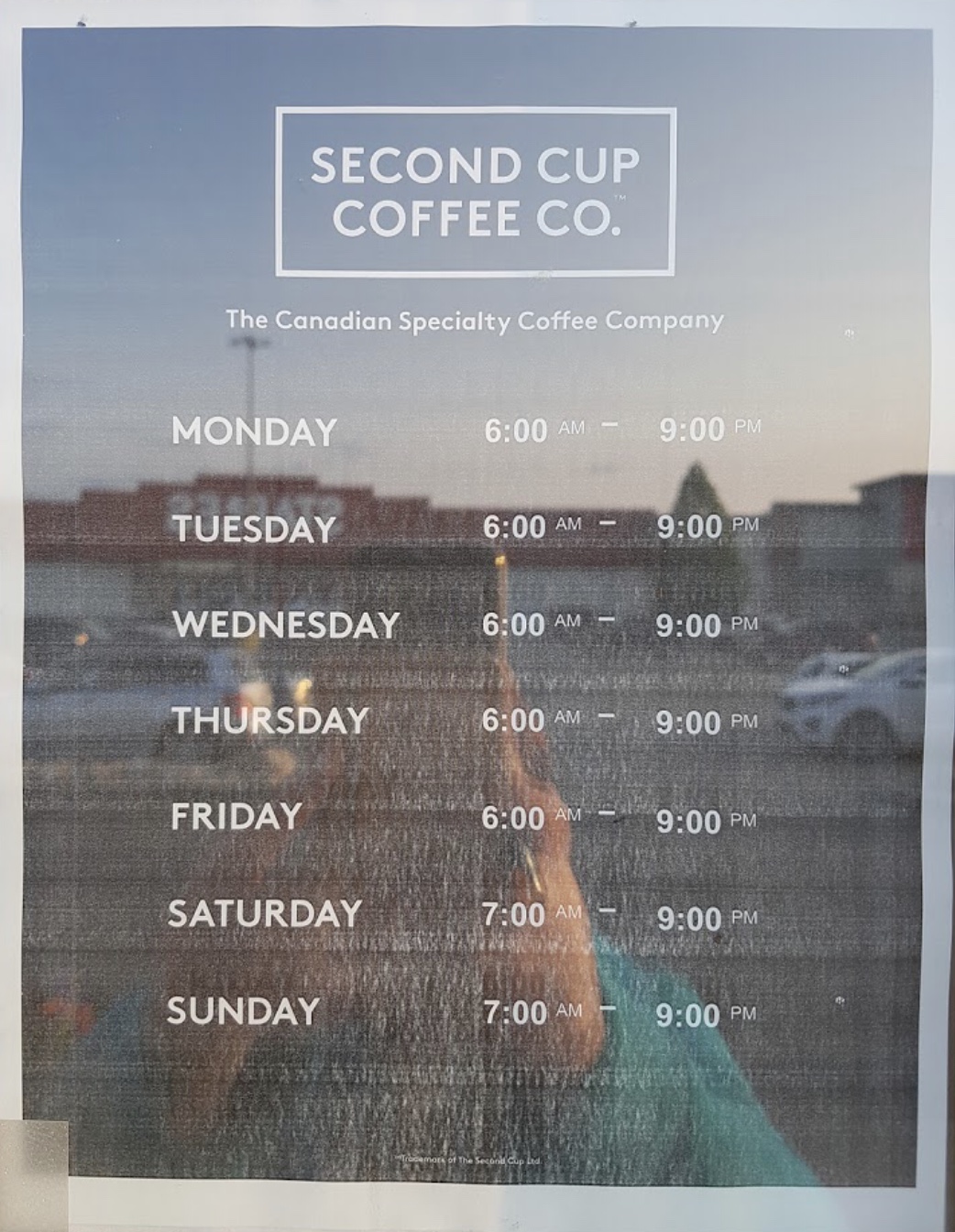 Second Cup Café Menu