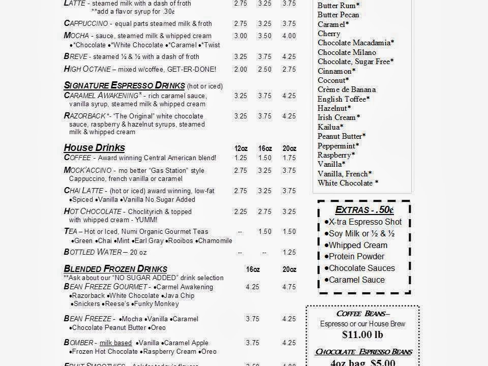 Brewed Awakening BRMC Menu