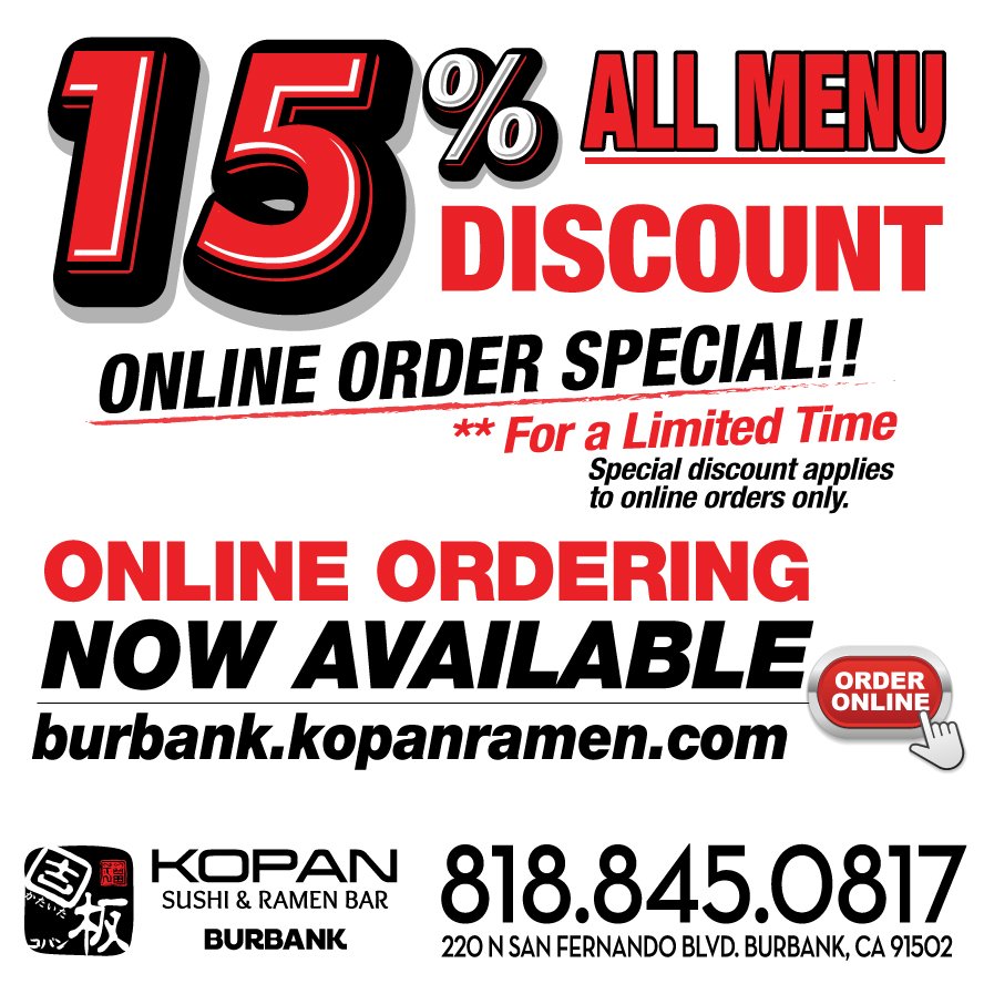 Kopan Sushi & Ramen 220 N San Fernando Blvd, Burbank
