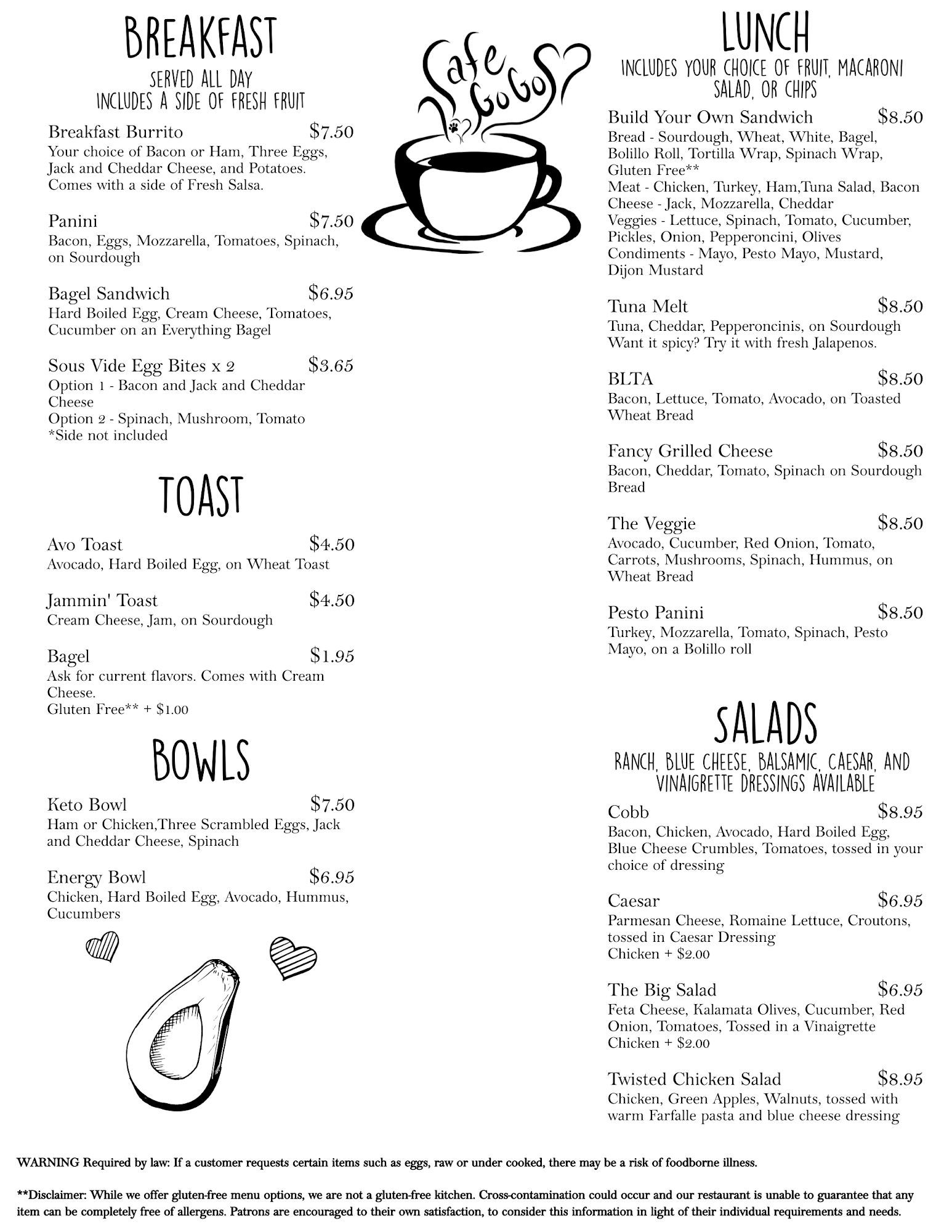 Cafe GoGo Menu
