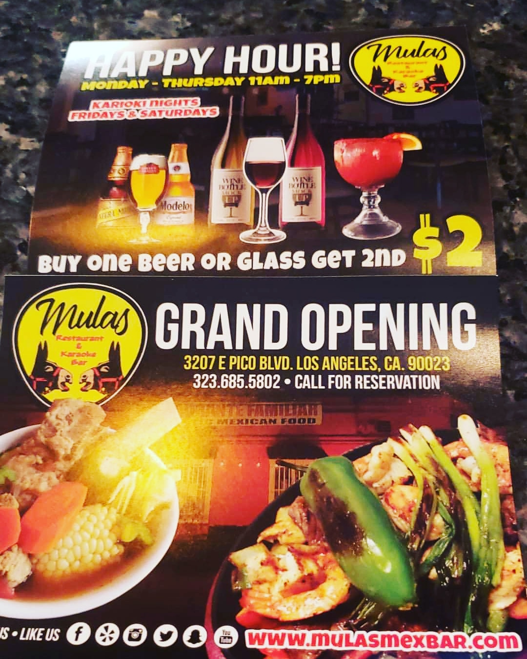 Mulas Restaurant & Karaoke Bar Menu