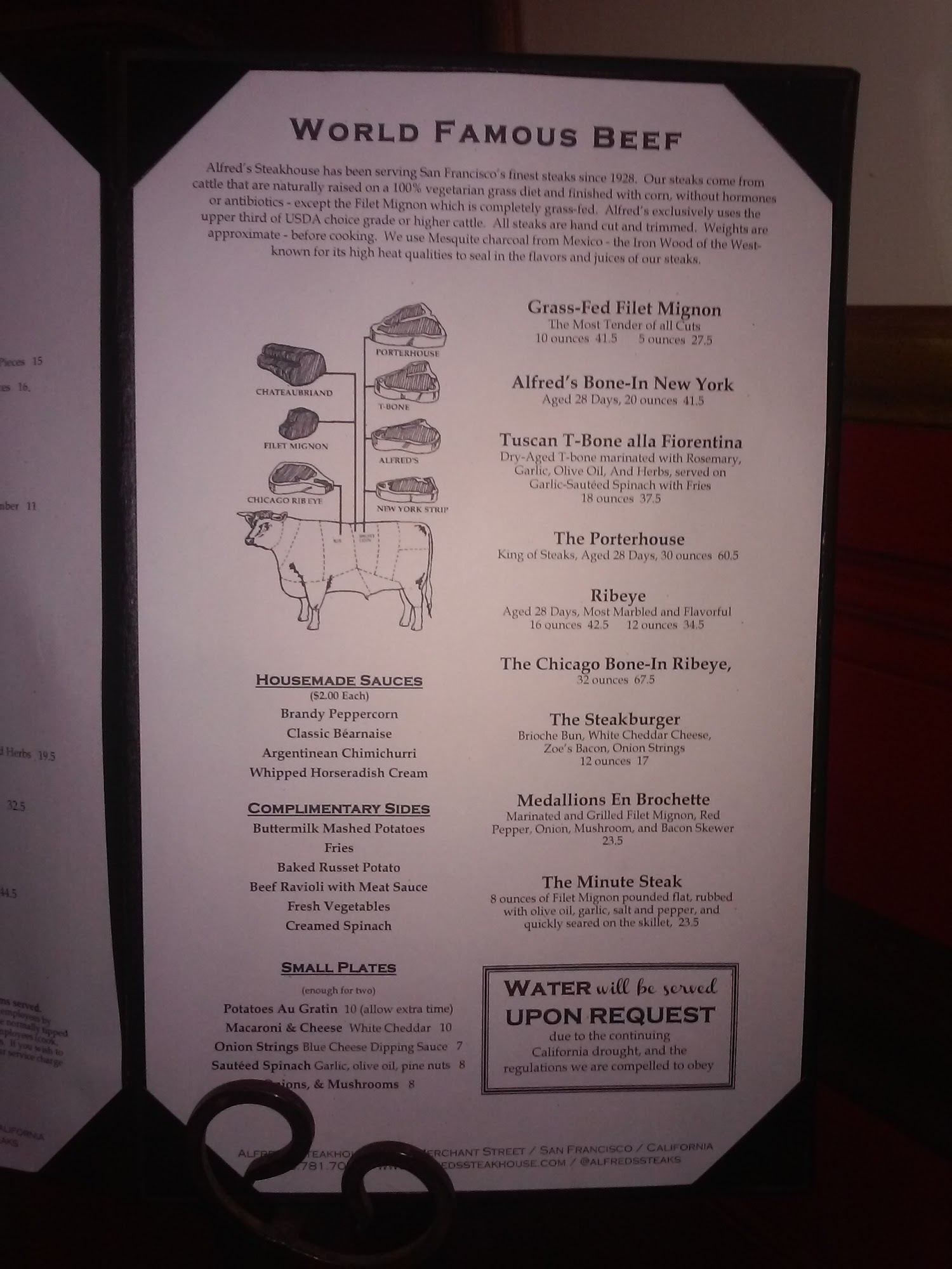 Alfred's Steakhouse Menu