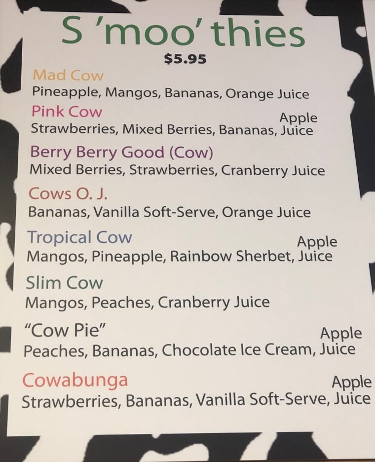 The Chocolate Cow Menu