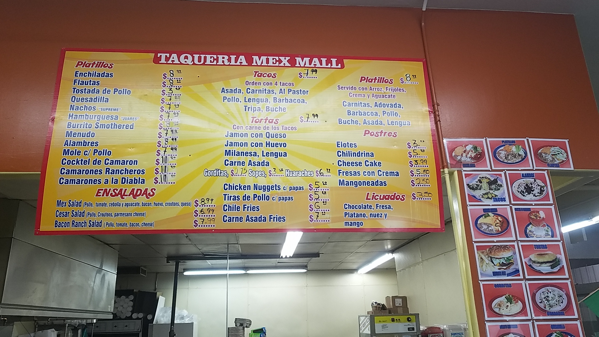 Taqueria Mex Mall Menu