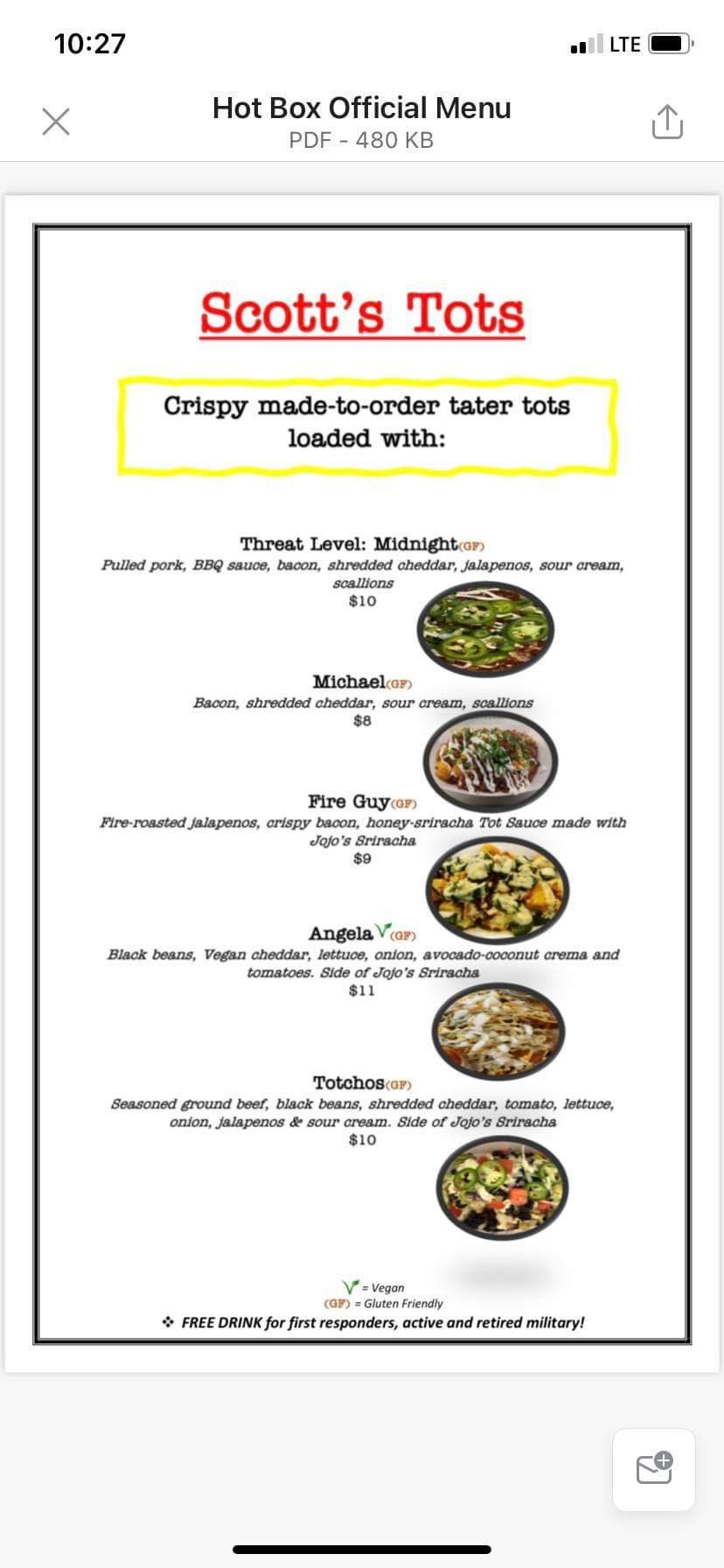 Black Bear Distillery Menu