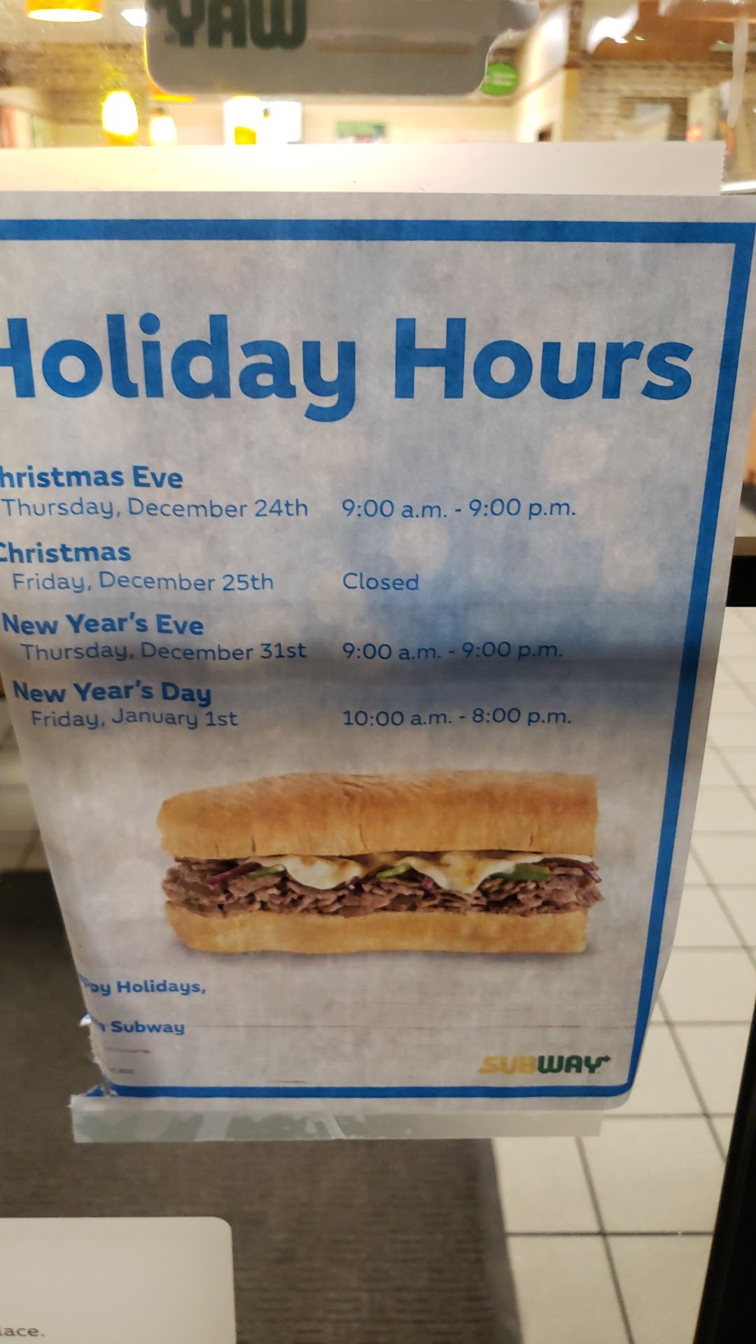 Subway Menu