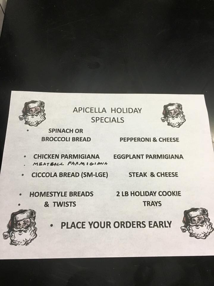Apicella's Bakery Inc Menu