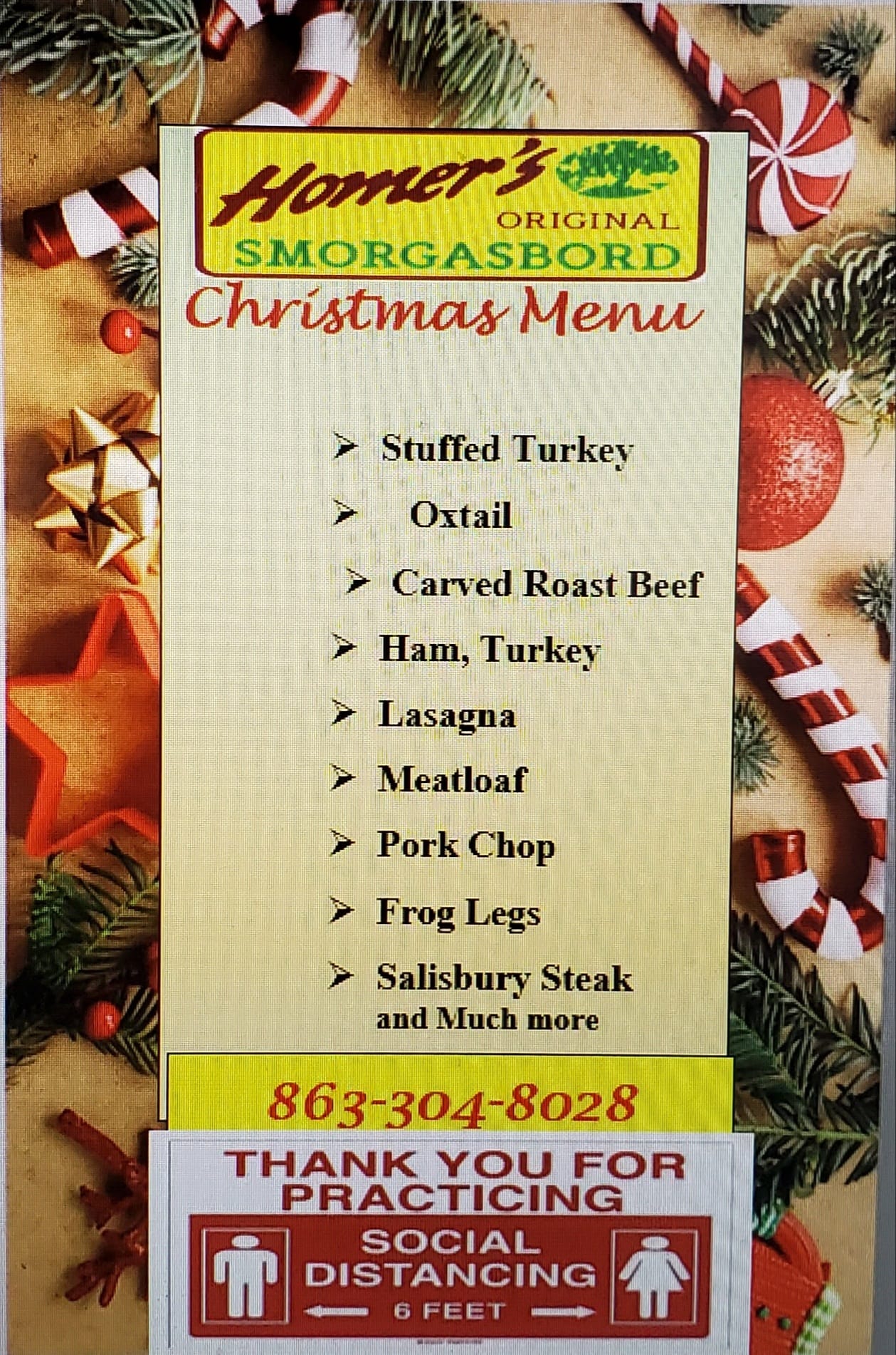 Homer's Original Smorgasbord Menu