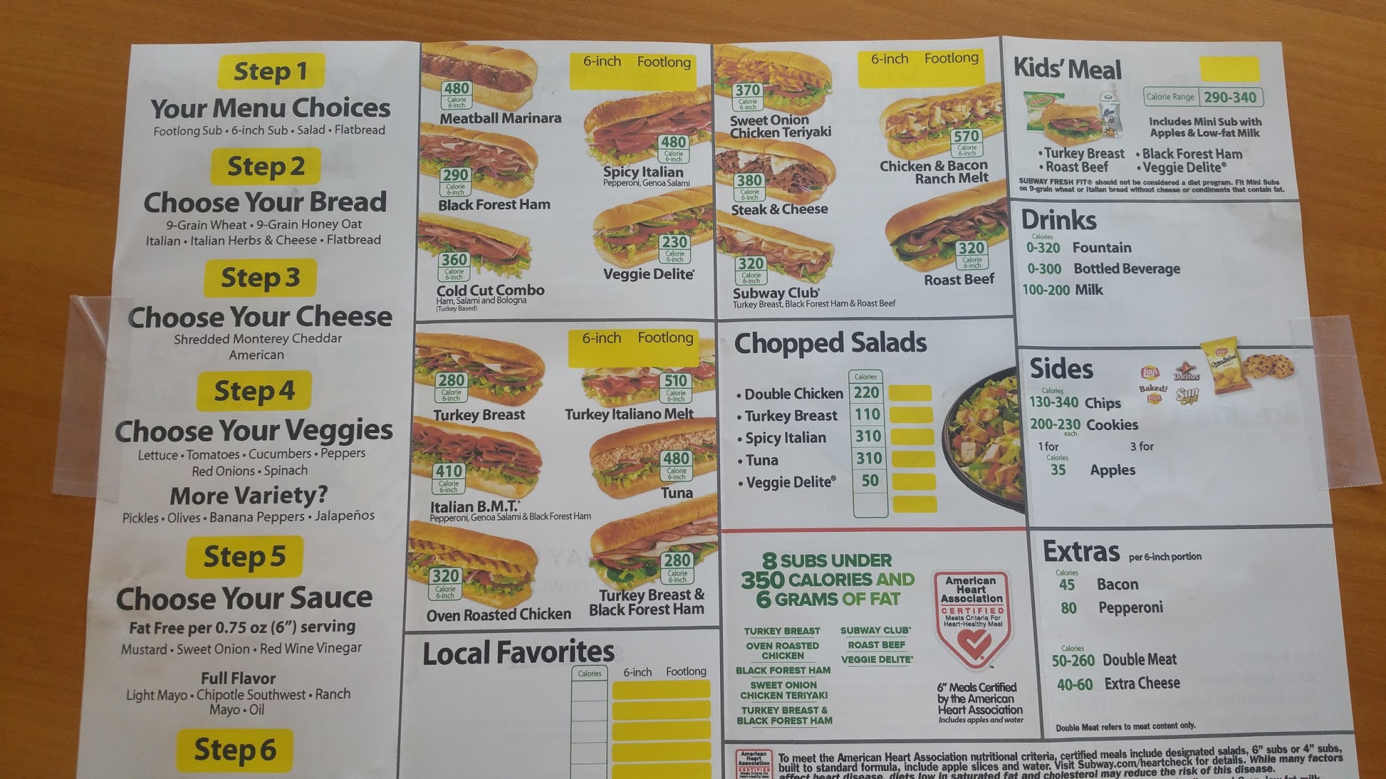 Subway Menu