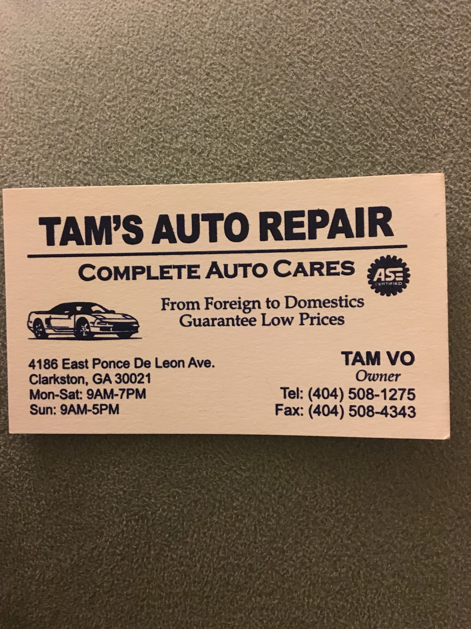 Tam's auto repair
