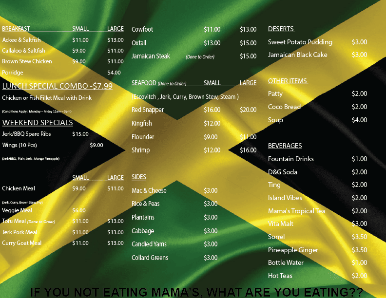 Mama's Caribbean Grill Menu