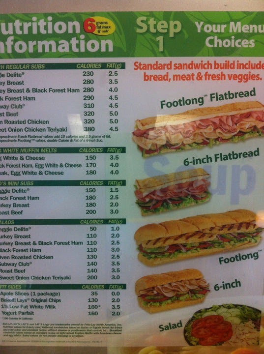 Subway Menu