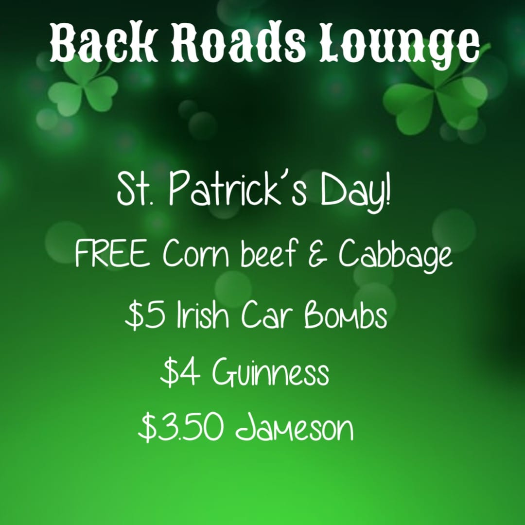 Back Roads Lounge Menu