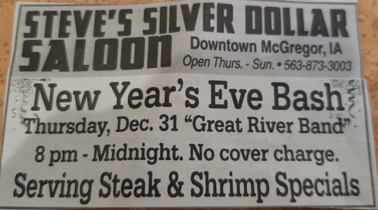 Silver Dollar Saloon Menu