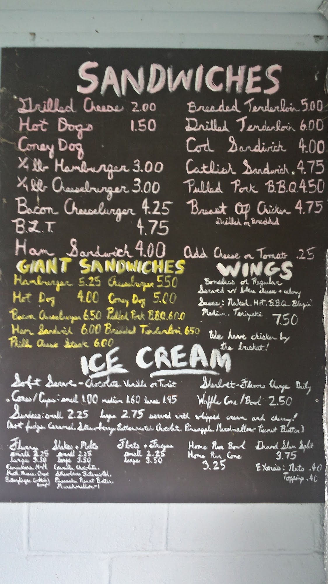 GREG'S RBI DINER Menu