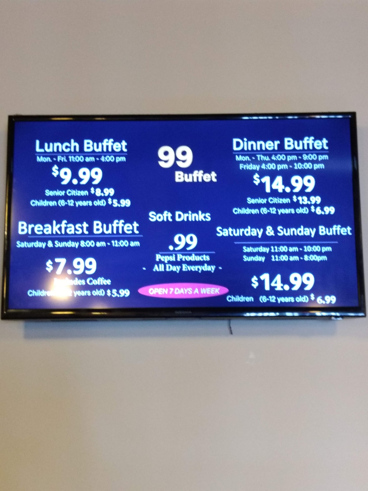 99 Buffet Menu