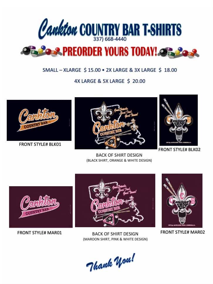 Cankton Country Bar Menu