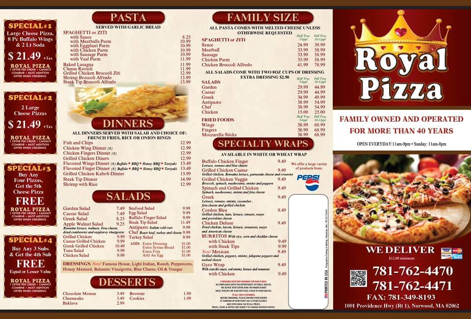 Royal Pizza of Norwood 1001 Boston-Providence Turnpike #1, Norwood