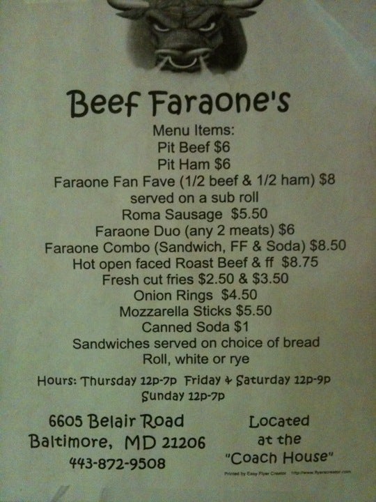 Coach House Inn Menu