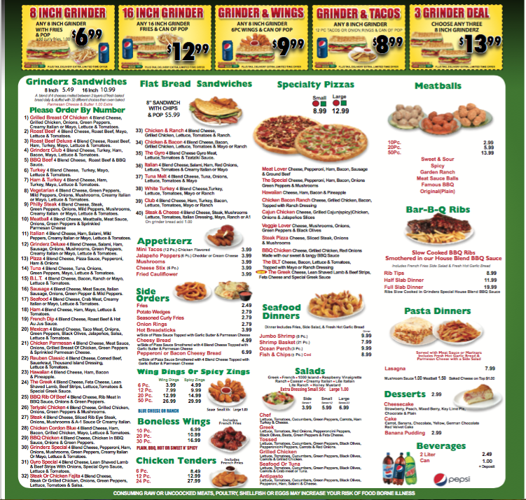 Grinderz Menu