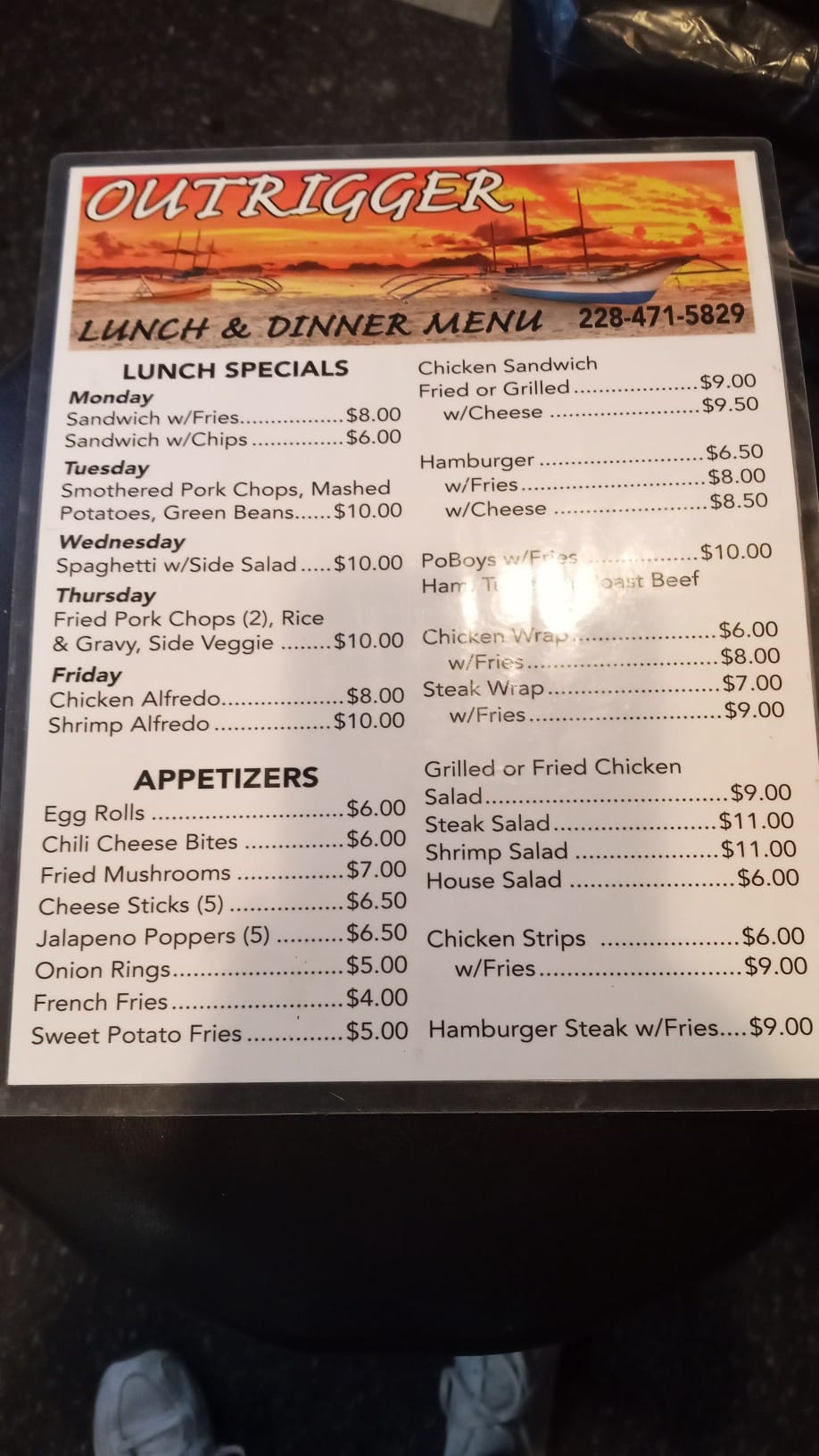 Outrigger Bar & Grill Menu