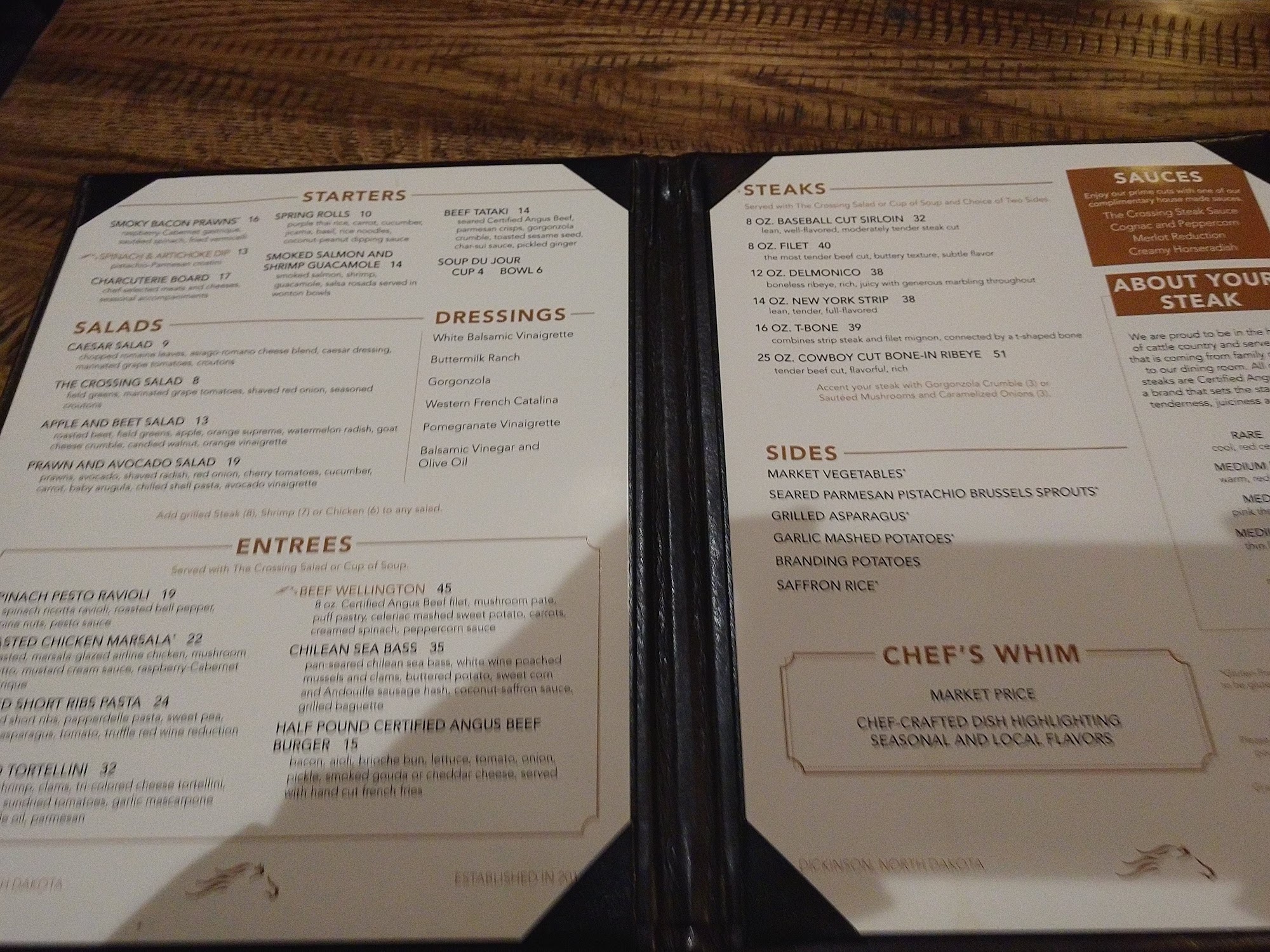 The Crossing Menu