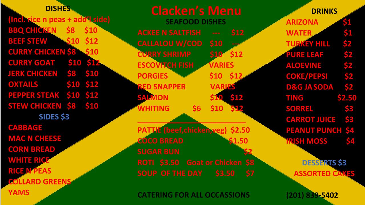 Clacken's Menu