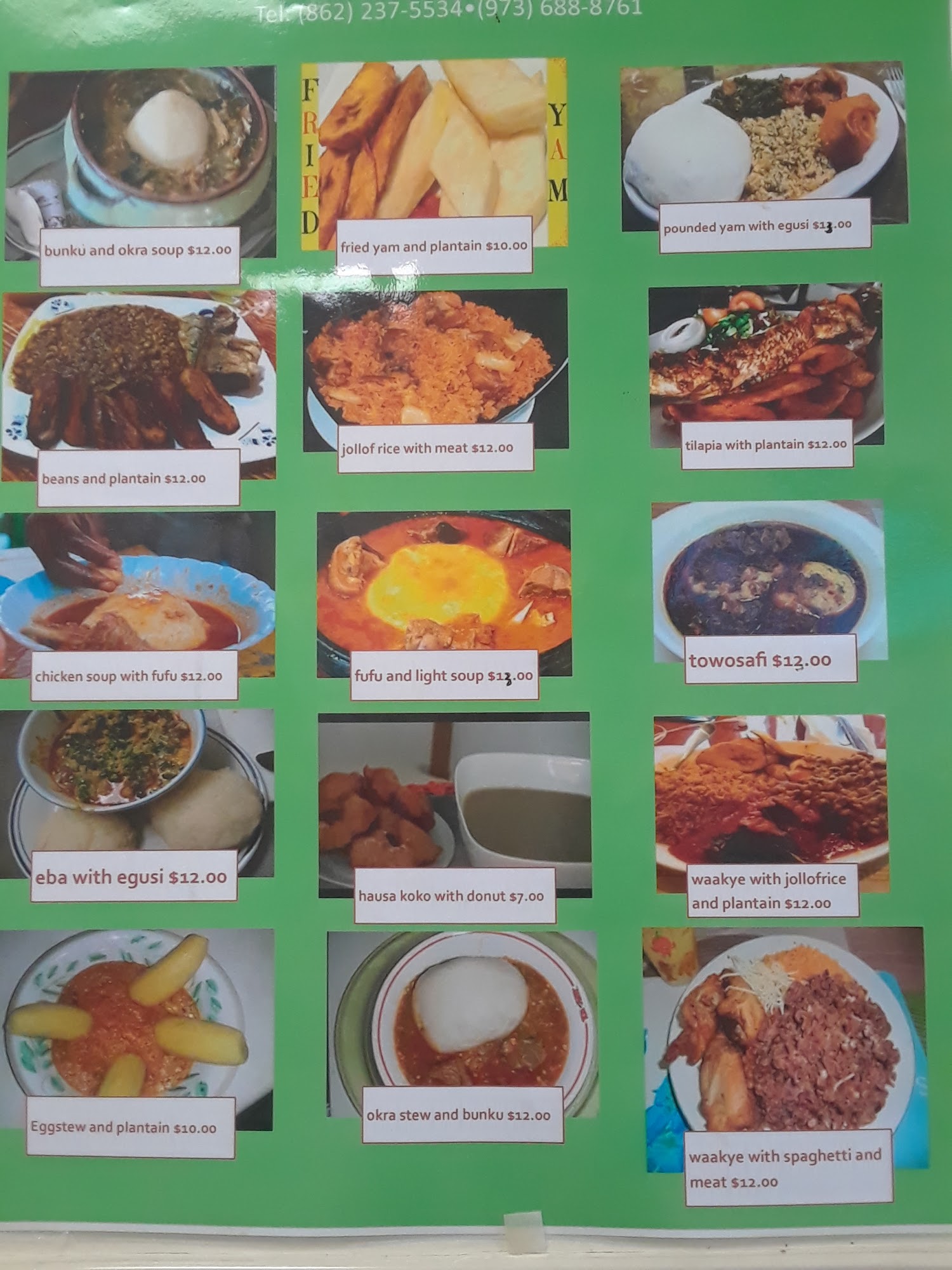 Zinabu African Restaurant Menu