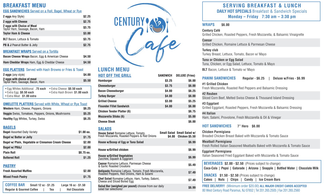 Century Café Menu