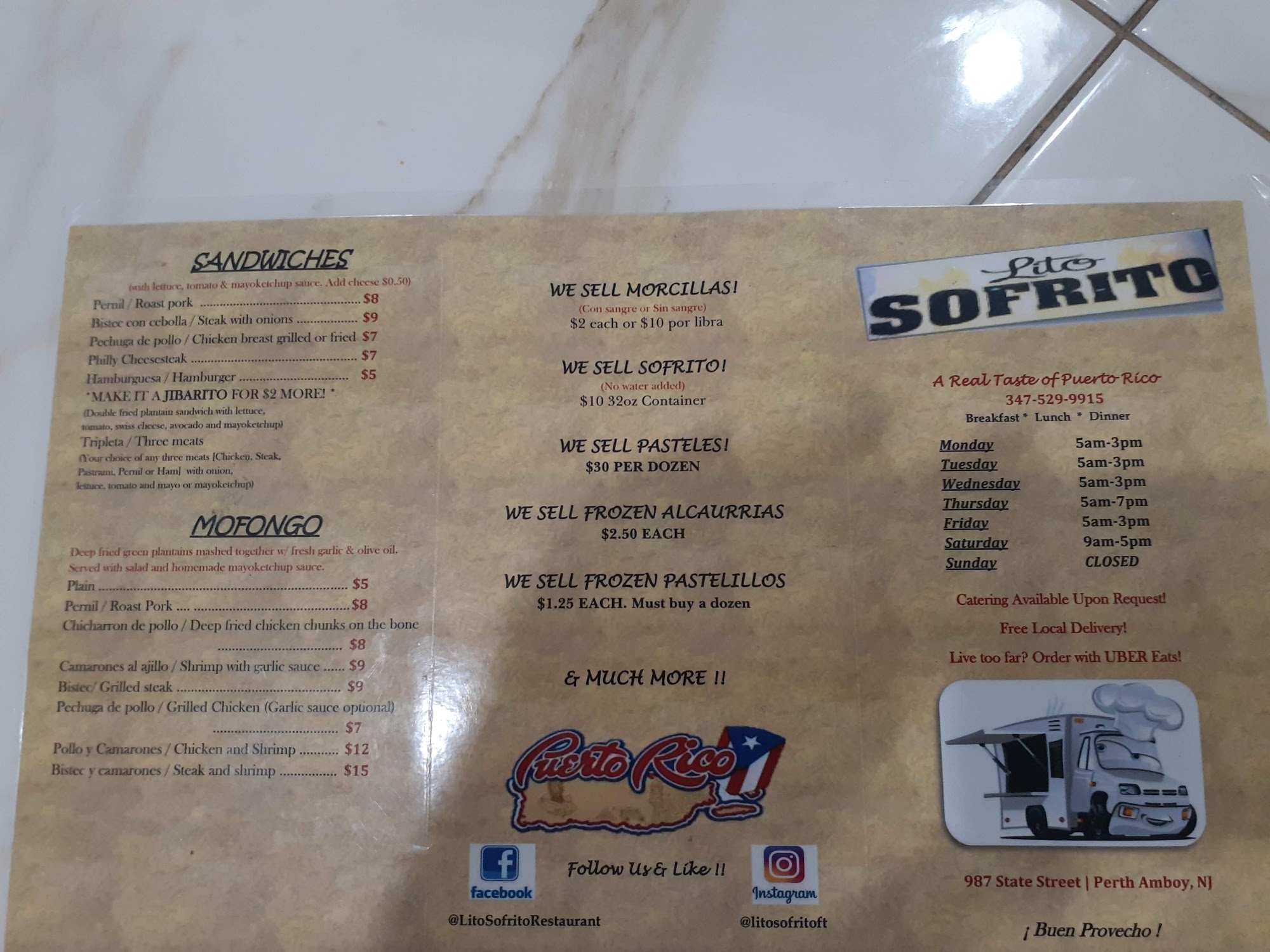 Lito Sofrito Menu