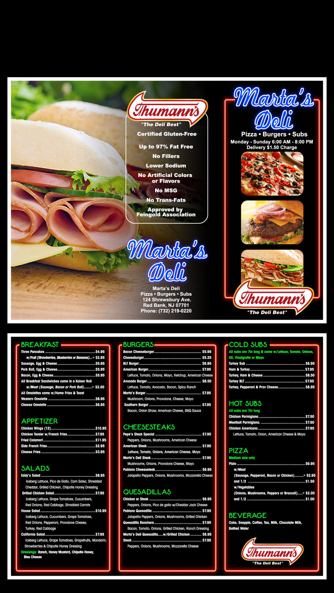 Marta's Deli Menu