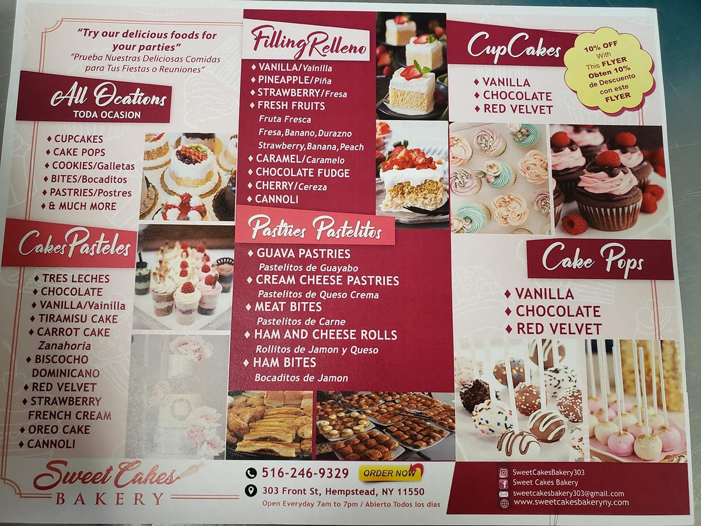 Sweet cakes bakery Menu