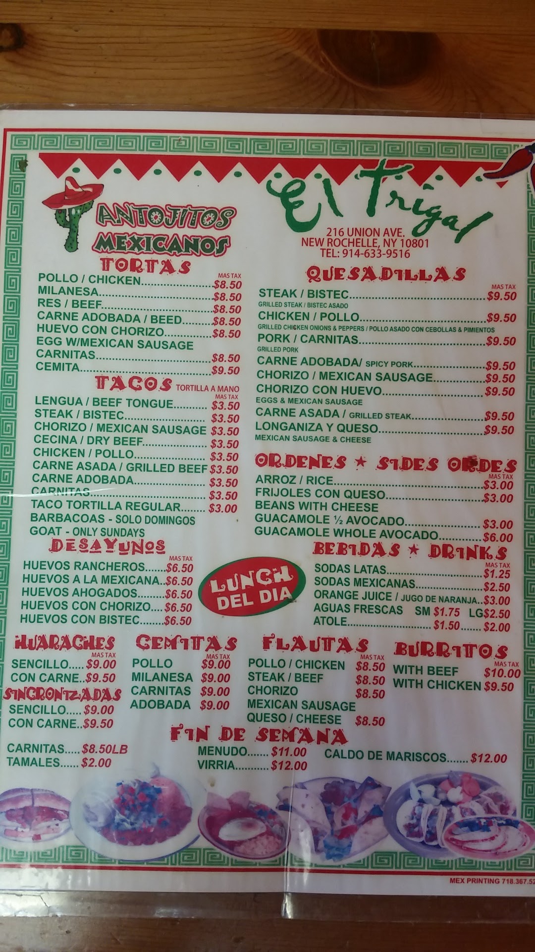 La Esquina Mexicana Menu