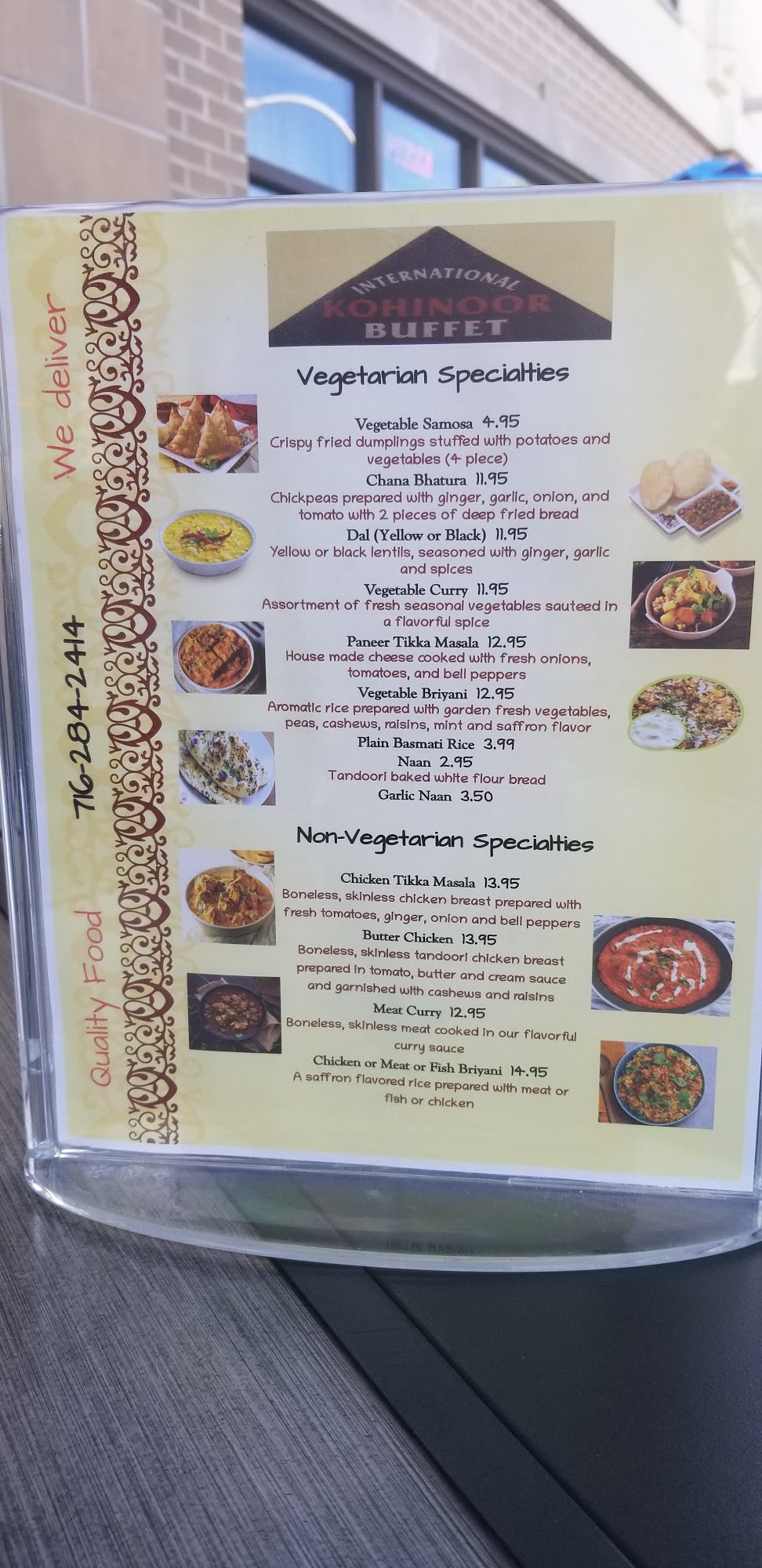 International Koninoor Buffet Menu