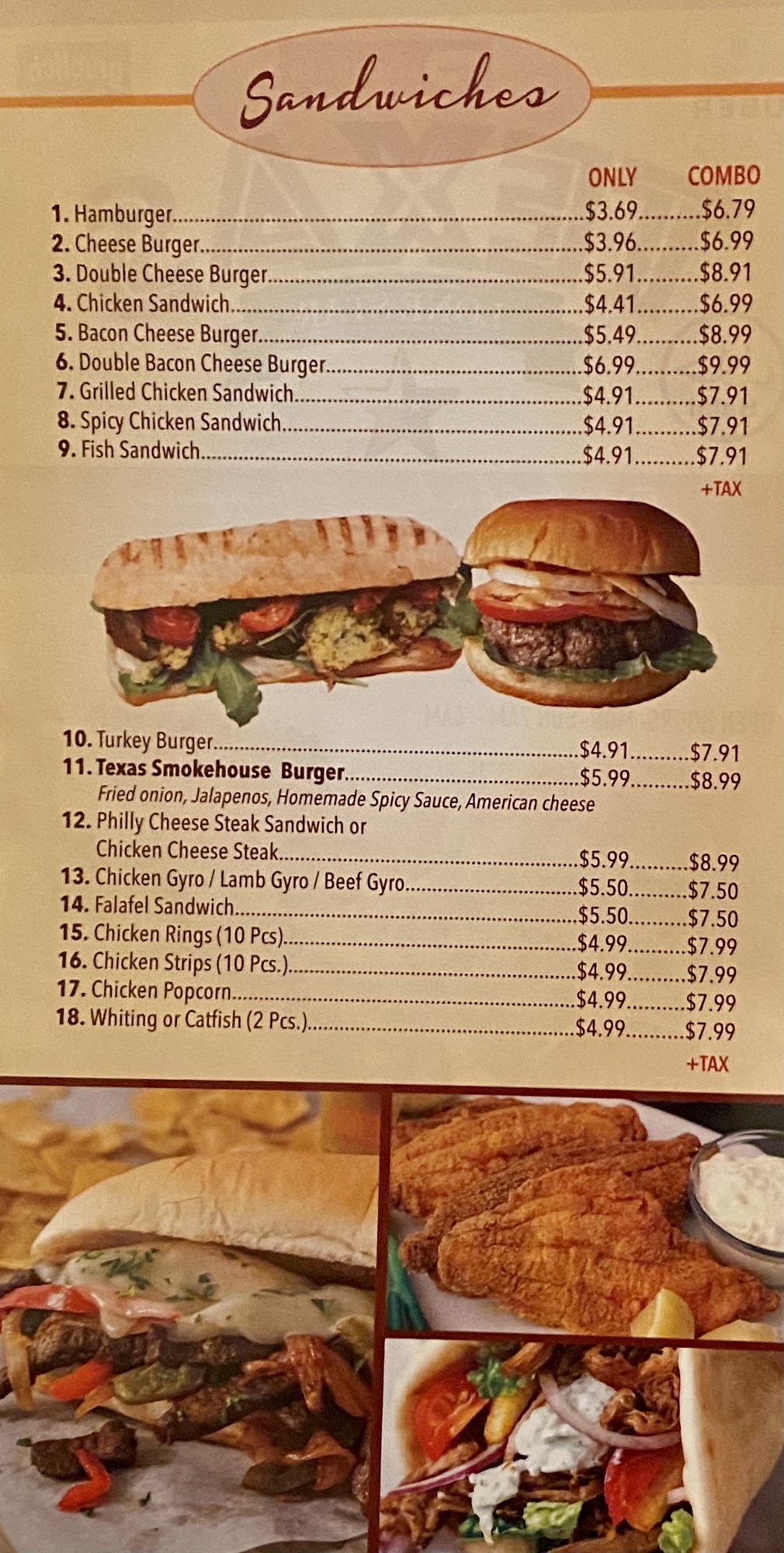 Texas Lone Star Menu