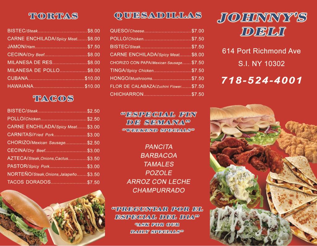 Johnny's Deli Menu