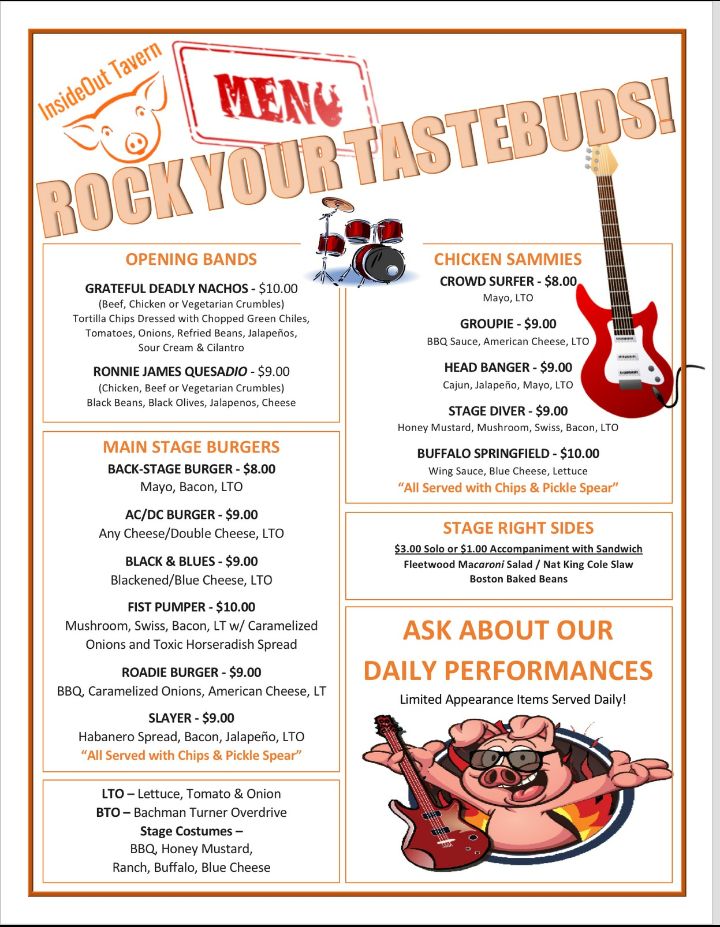 Inside Out Tavern Menu