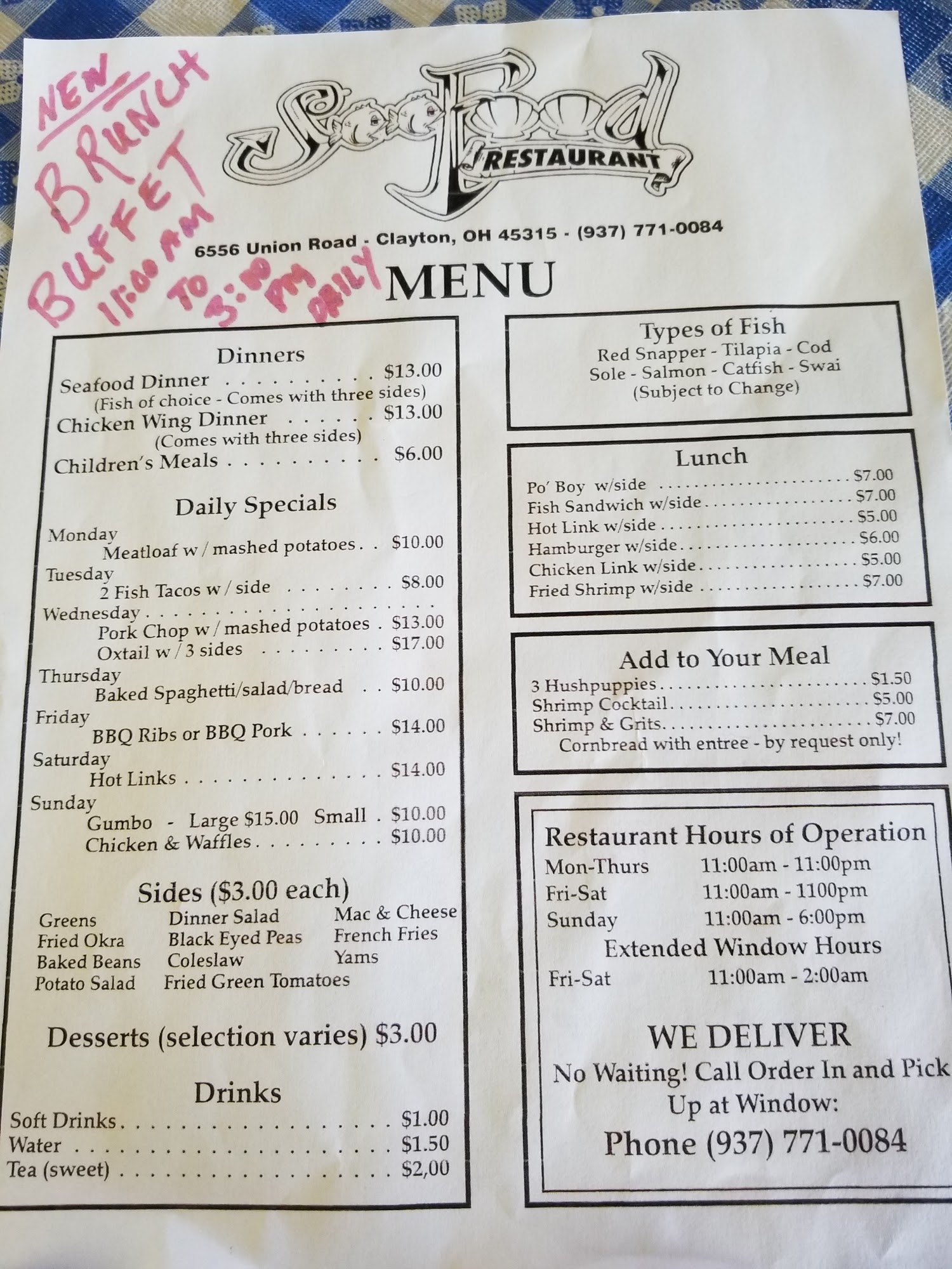 SEEFOOD RESTAURANT Menu
