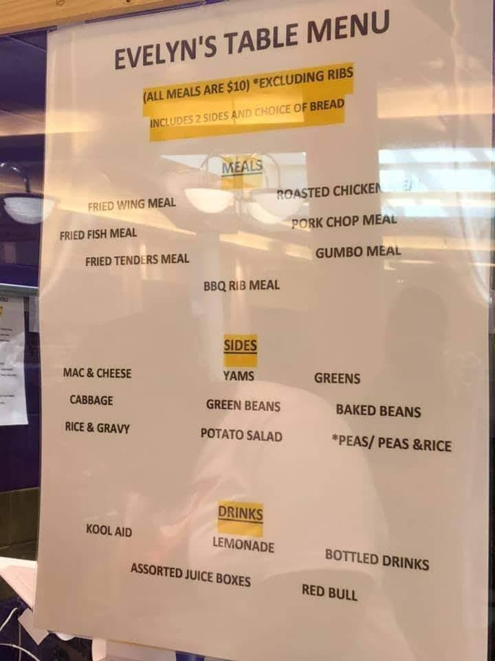 Evelyn's Table Menu