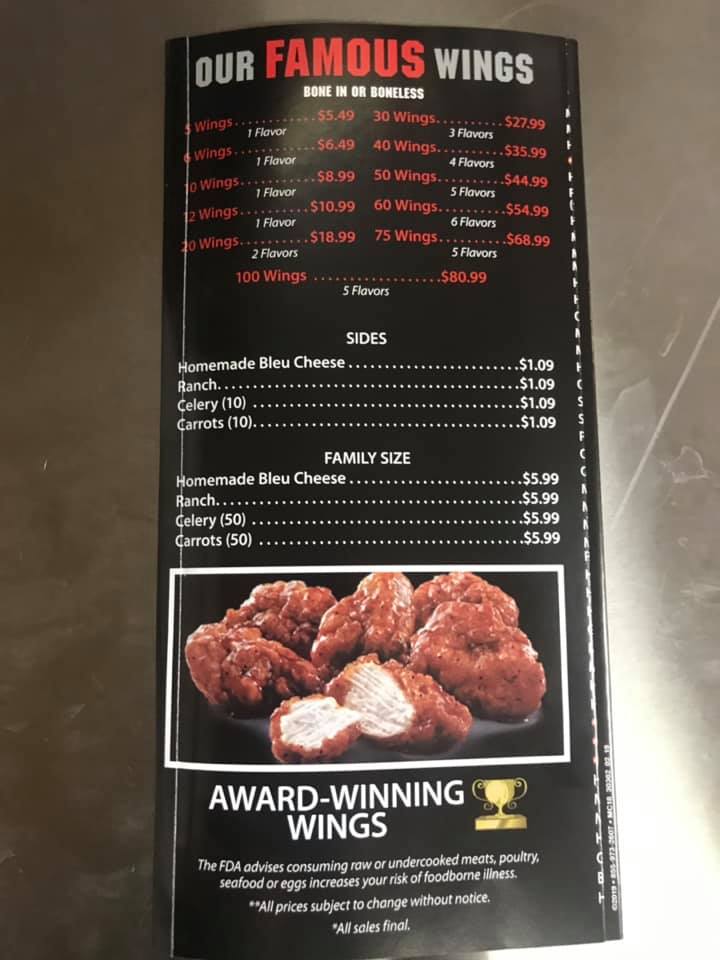 Just Wing It Menu