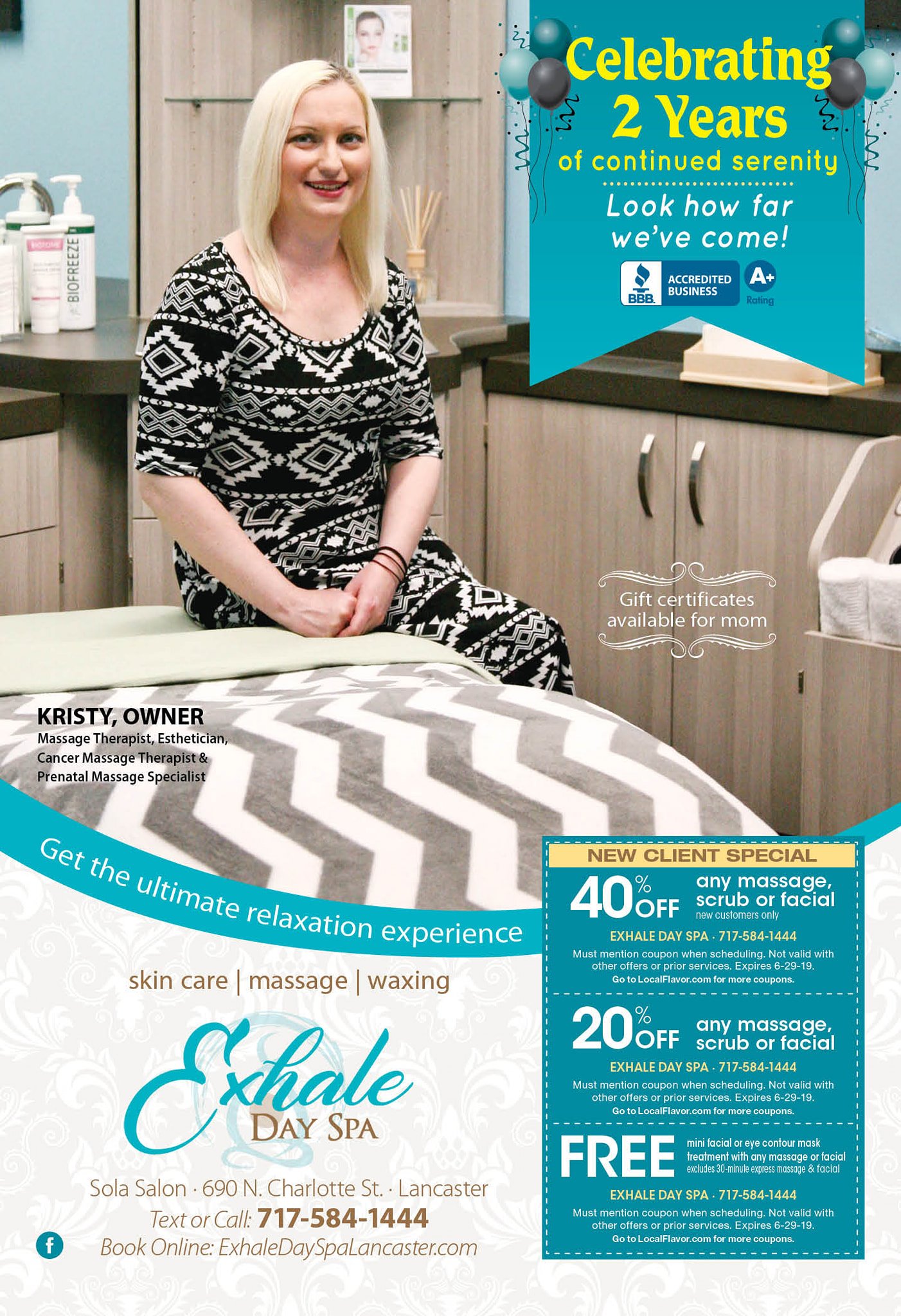 Exhale Day Spa 10 Bunker Hill, Millersville Pennsylvania 17551