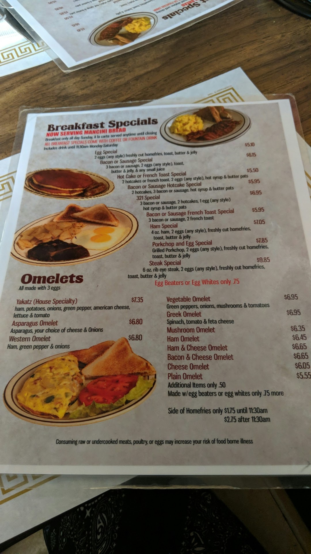 Falce's Restaurant Menu