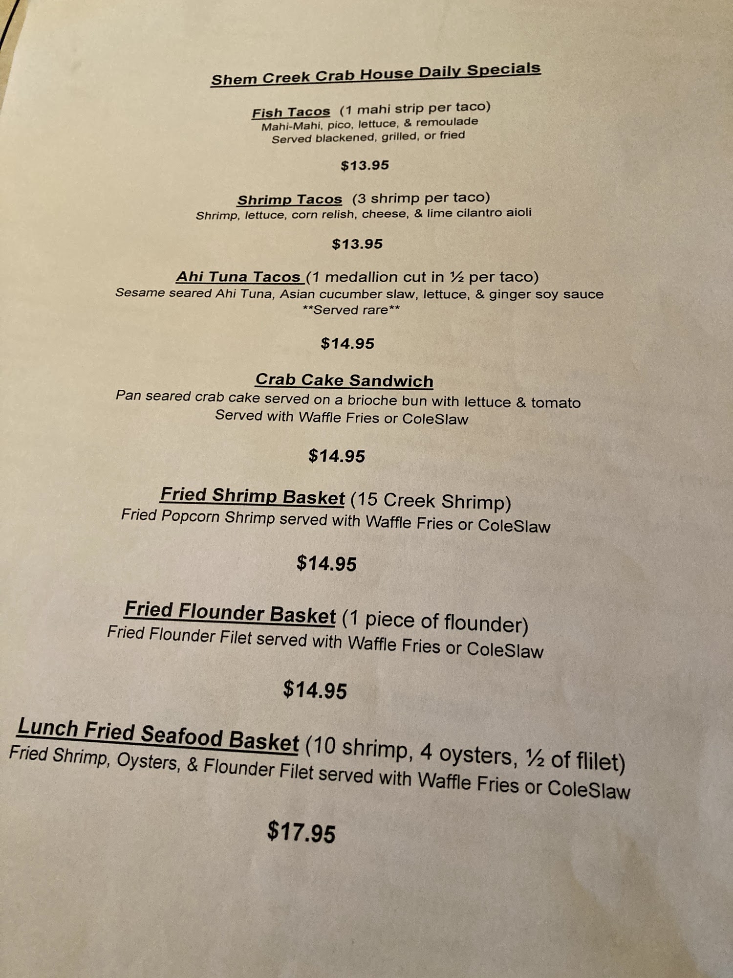 Shem Creek Crab House, Mount Pleasant Menu, Reviews (442), Photos (79