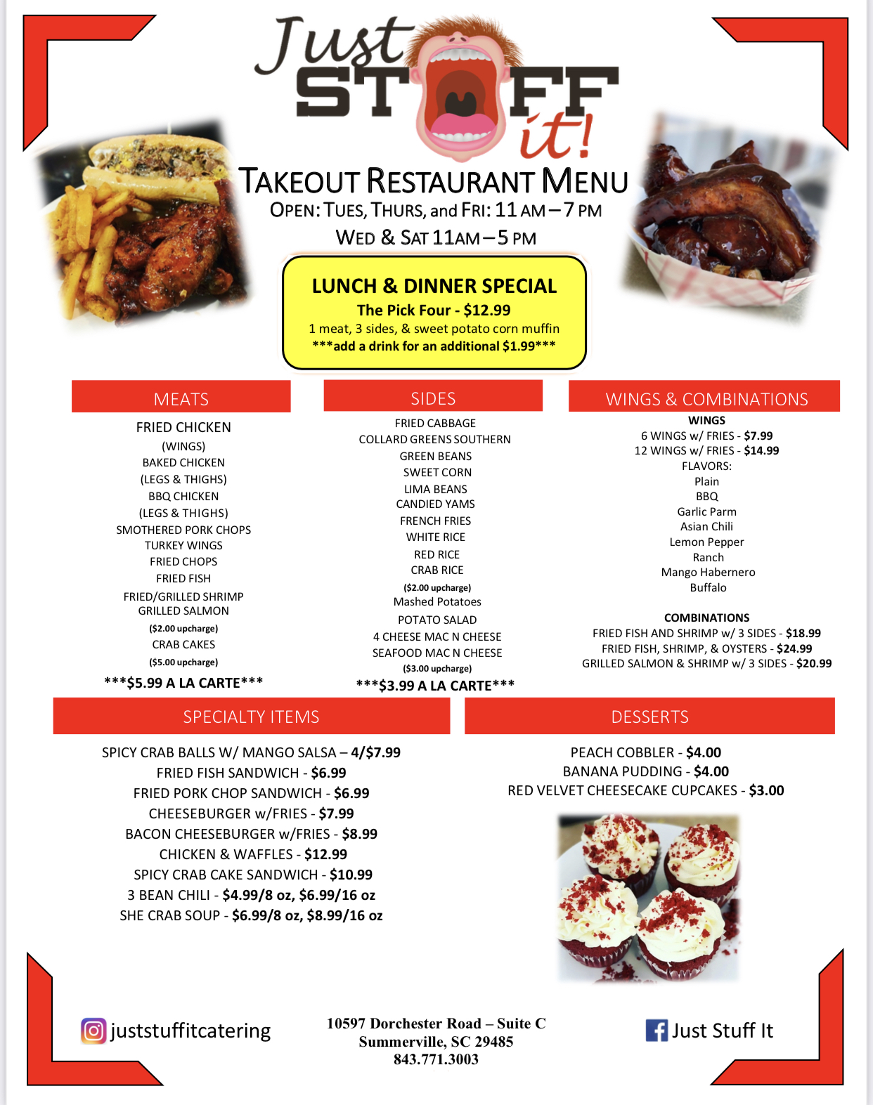 Just Stuff It Catering and Takeout Menu