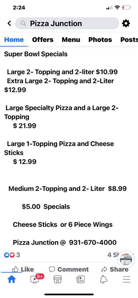 Pizza Junction Menu
