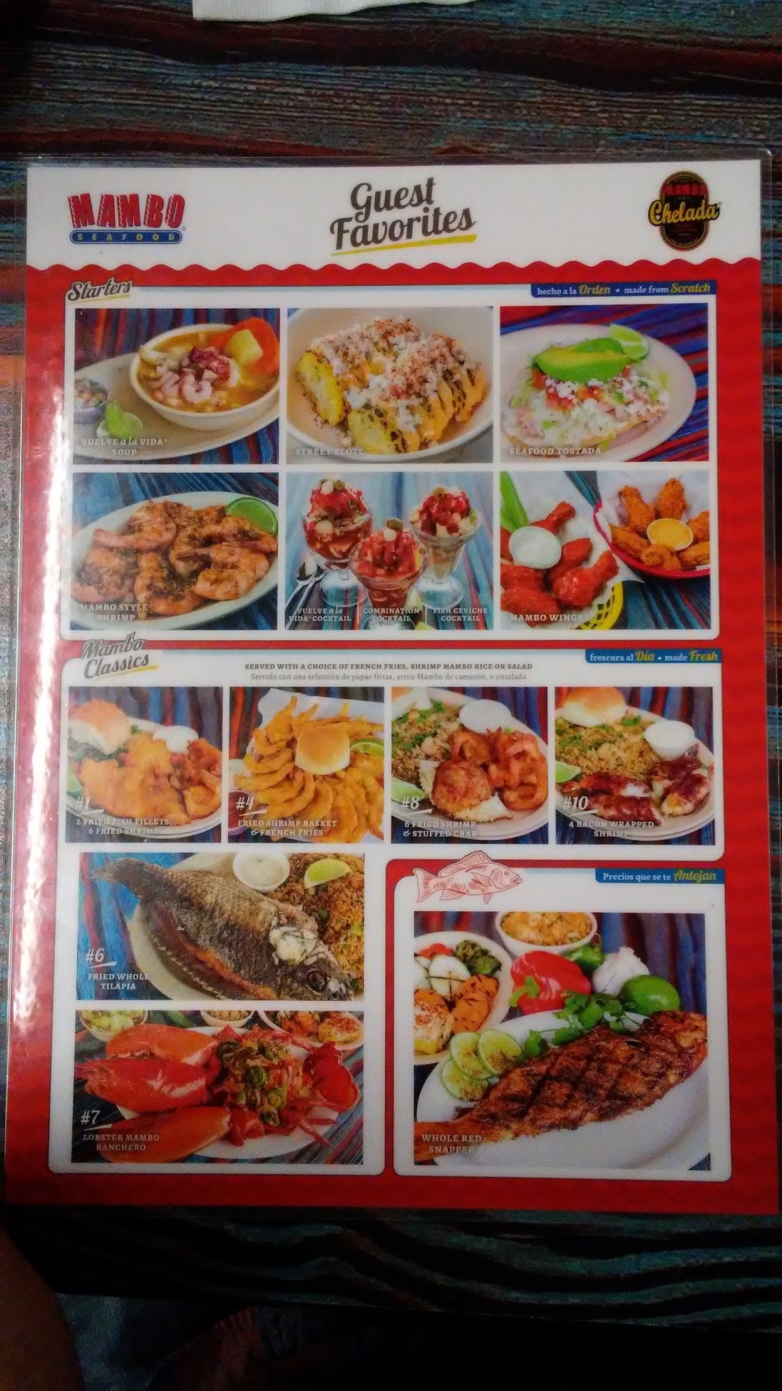 Mambo Seafood Menu