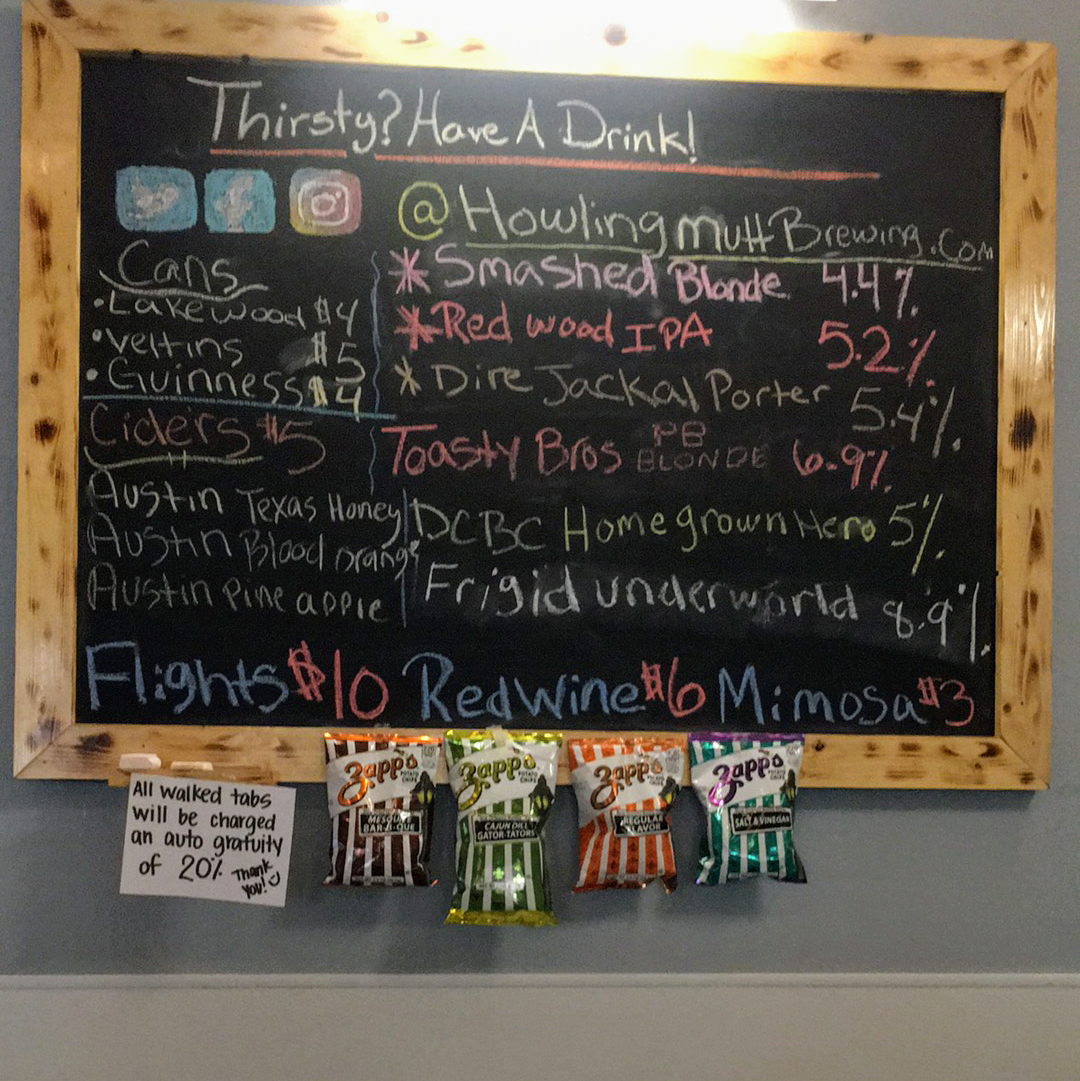 Howling Mutt Brewing Menu