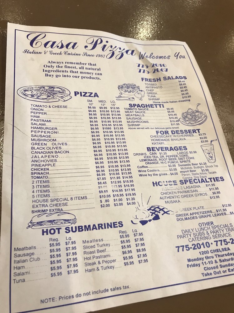 CASA PIZZA 1200 Chelsea St, El Paso